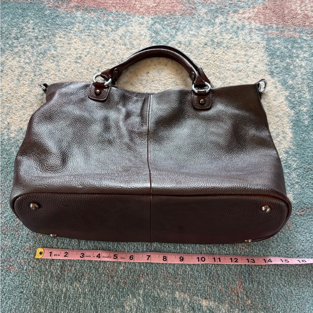 Kattee Brand Elegant two-toned Brown Leather Top Handle Adjustable Strap Bag - Picture 7 of 10